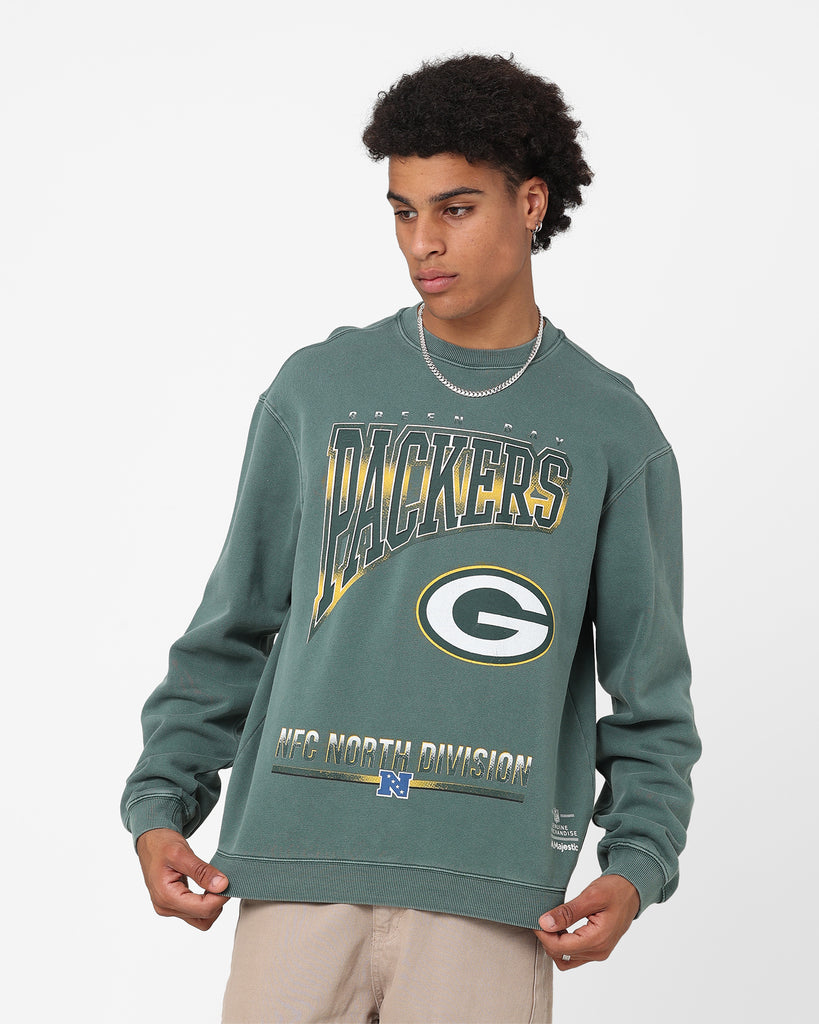 Majestic Athletic Green Bay Packers Arch Rise Crew Sweatshirt Dark Ced ...