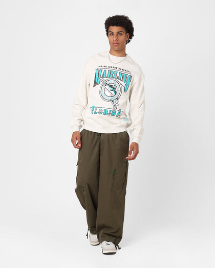 Majestic Athletic Florida Marlins LGU Arch Crew Sweatshirt Vintage White Marle