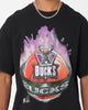 Mitchell & Ness Milwaukee Bucks On Fire T-Shirt Faded Black