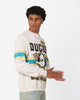 Majestic Athletic Anaheim Ducks Stripe Crest Crewneck Vintage White Marle