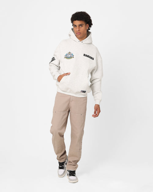 Majestic Athletic Oakland Raiders Vintage Athletic Pop Neck Hoodie Vintage White Marle