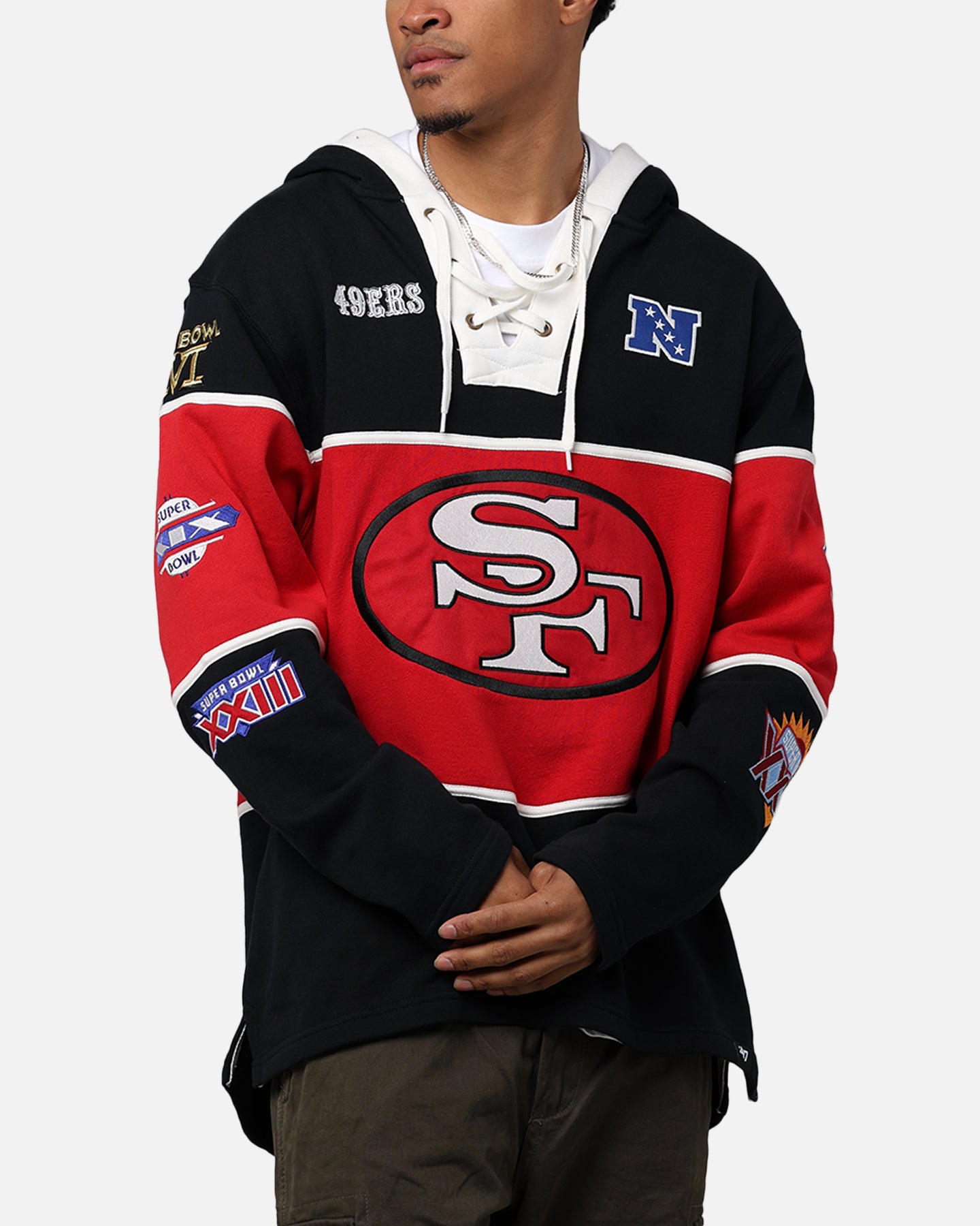 47 Brand San Francisco 49ers Super Bowl Gridiron Lacer Hoodie Jet