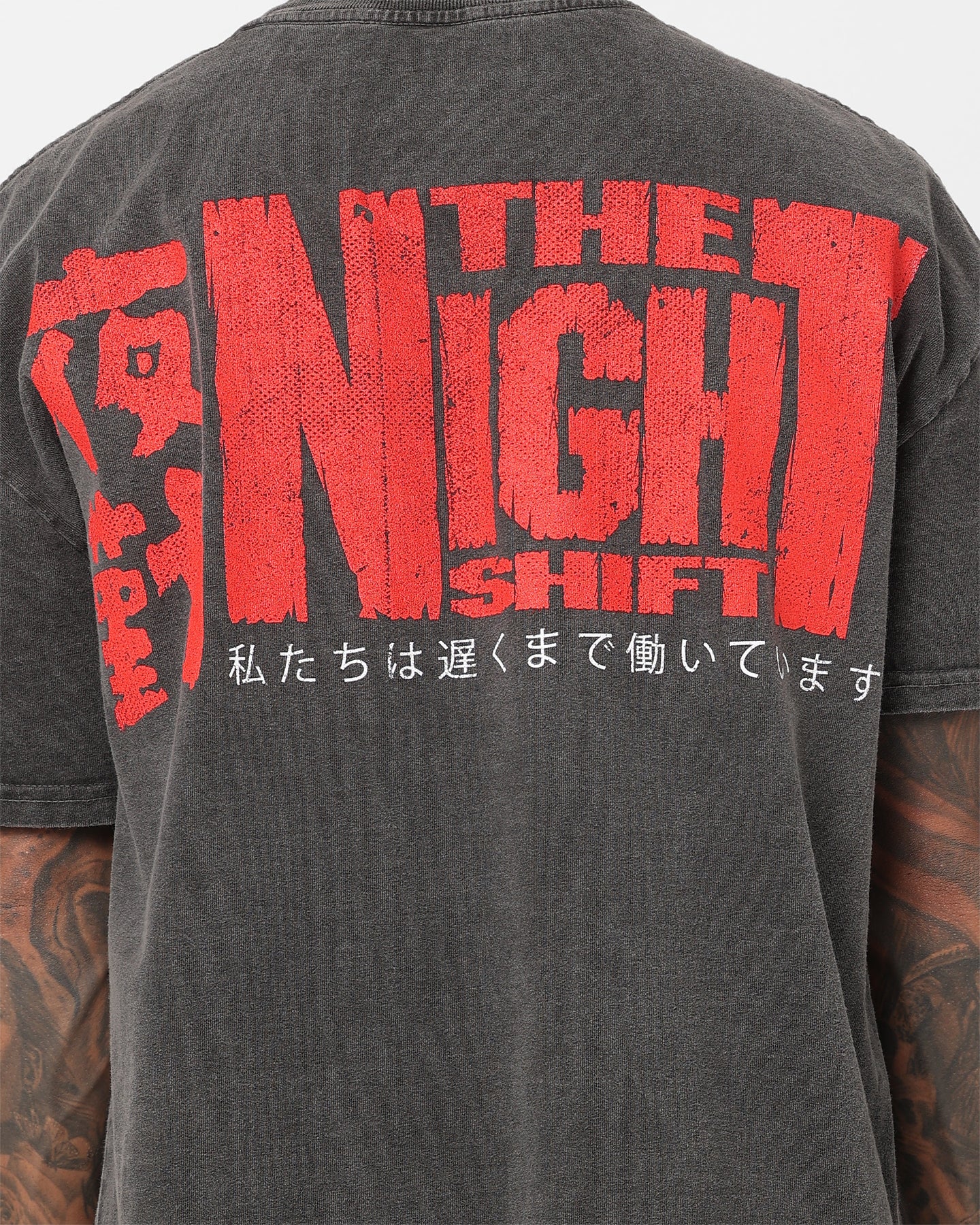 THE NIGHT BEFORE Tシャツ LLICA XL The Night Shift Dog Heavyweight Vintage T-Shirt Black Wash
