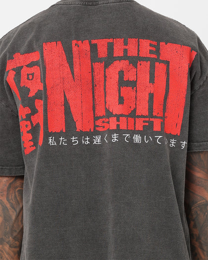 The Night Shift Dog Heavyweight Vintage T-Shirt Black Wash