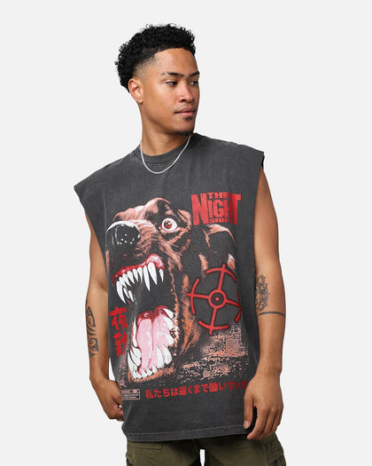 The Night Shift Dog Muscle T-Shirt Black Wash