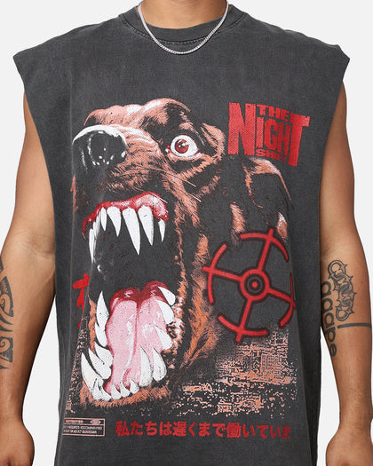 The Night Shift Dog Muscle T-Shirt Black Wash