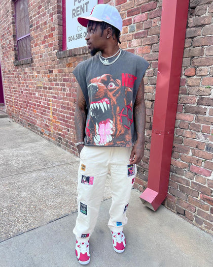 The Night Shift Dog Muscle T-Shirt Black Wash