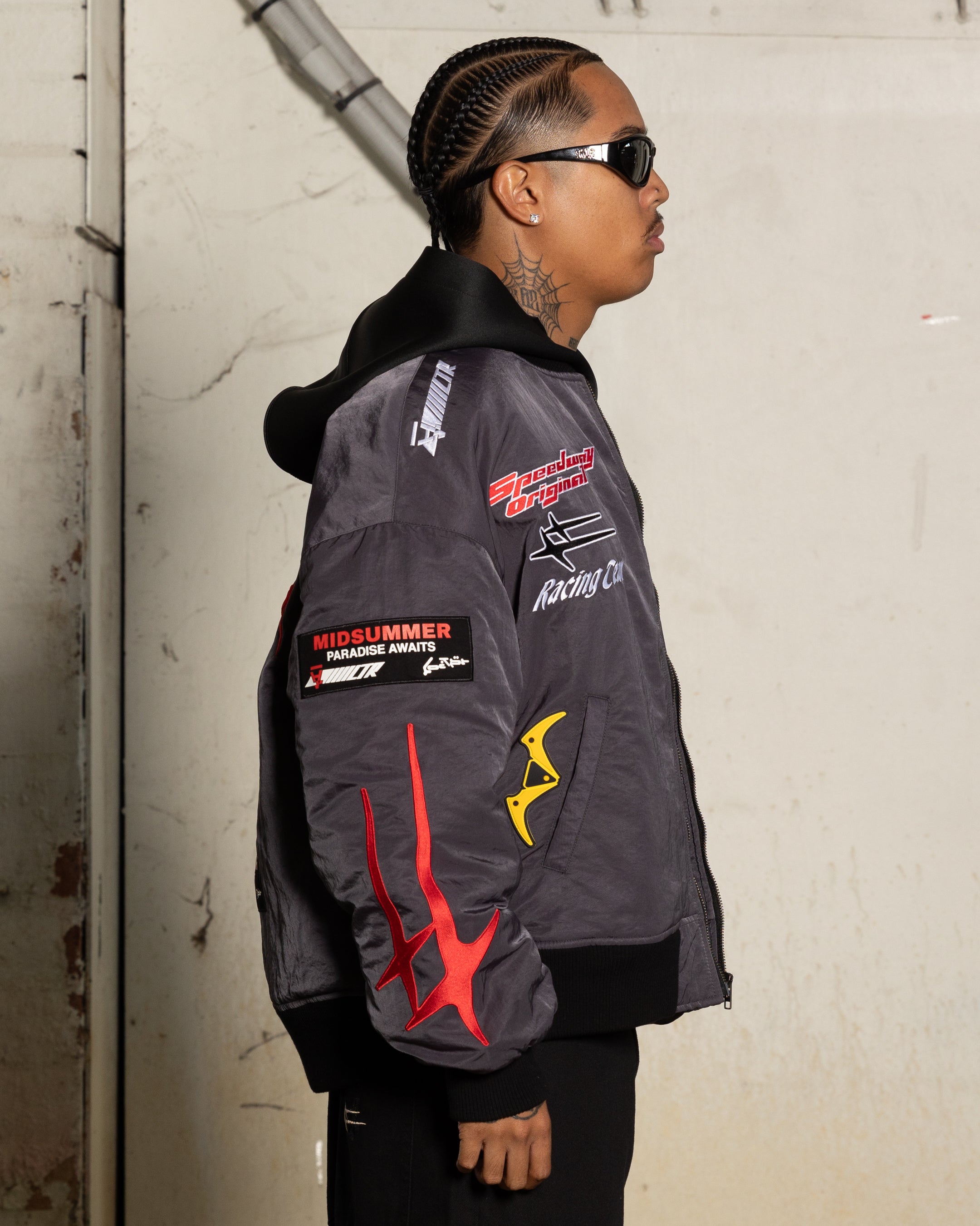 Loiter X The Anti Order Racer Bomber Jacket Charcoal | Culture