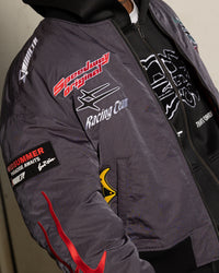 Loiter X The Anti Order Racer Bomber Jacket Charcoal