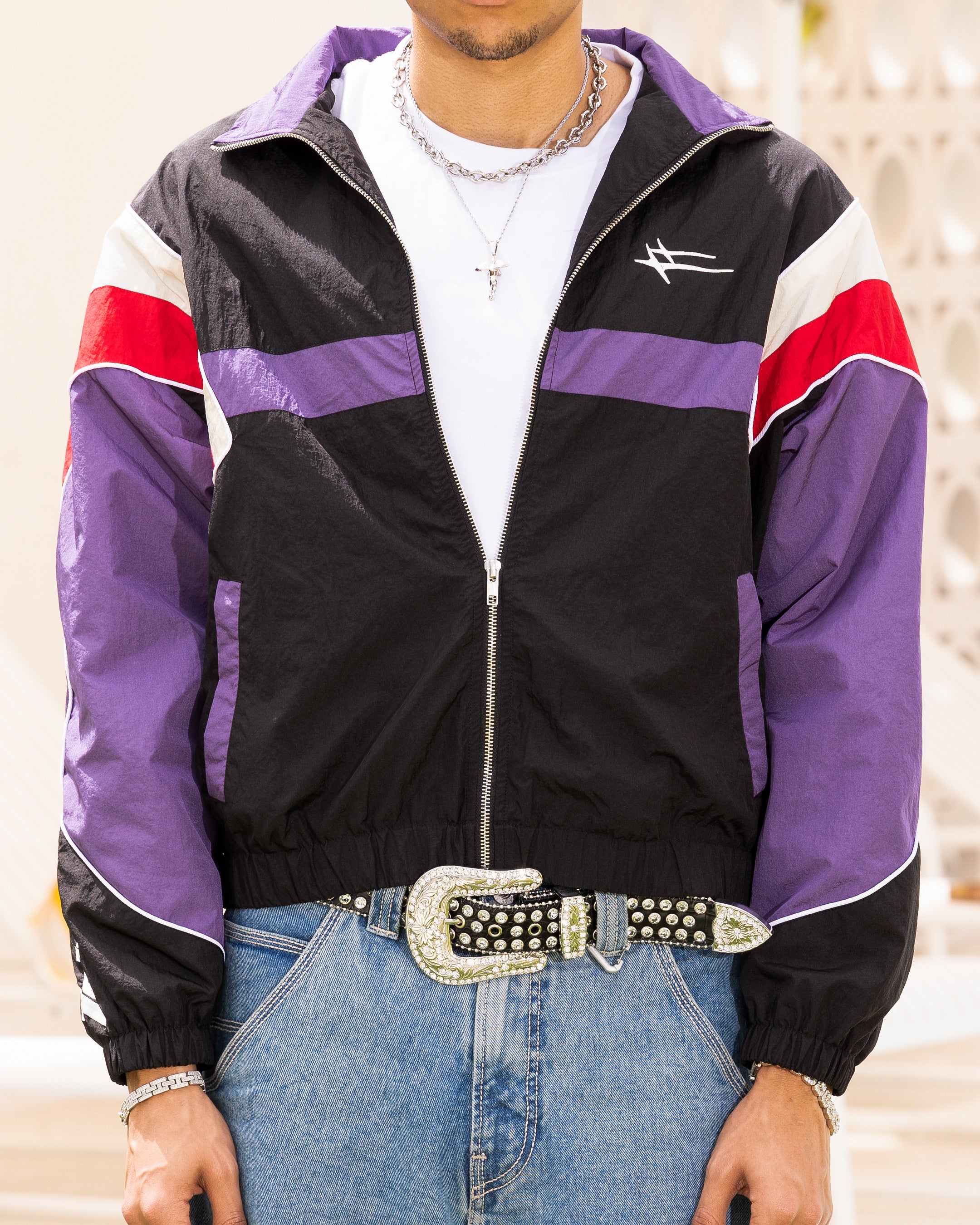 Loiter Axel Track Jacket Black/Purple | Culture Kings US