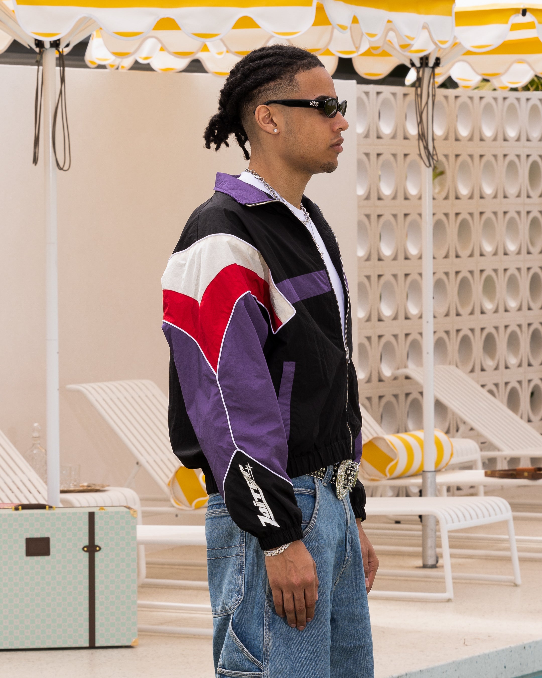 Loiter Axel Track Jacket Black/Purple | Culture Kings US