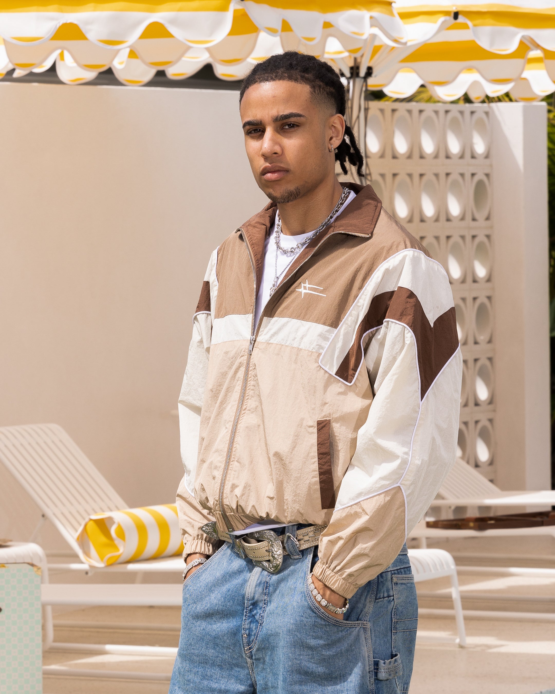 Loiter Axel Track Jacket Brown/Tan | Culture Kings US