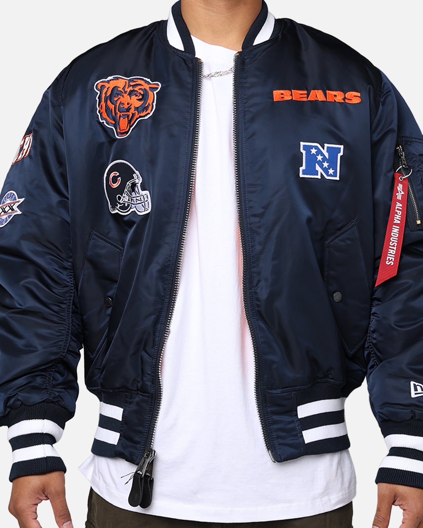 New Era X Alpha Series X NFL Chicago Bears MA-1 Bomber Jacket Navy