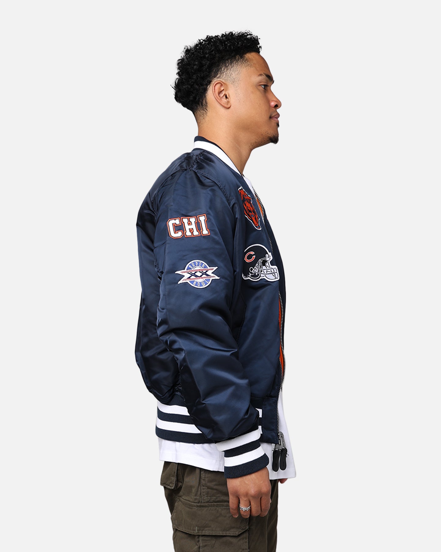 New Era X Alpha Series X NFL Chicago Bears MA-1 Bomber Jacket Navy