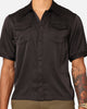 XXIII Jet Satin Button Up Shirt Black