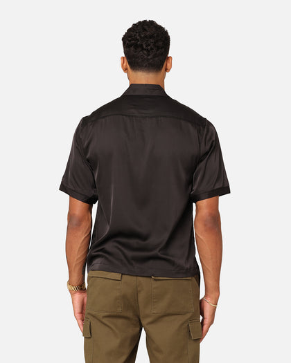 XXIII Jet Satin Button Up Shirt Black
