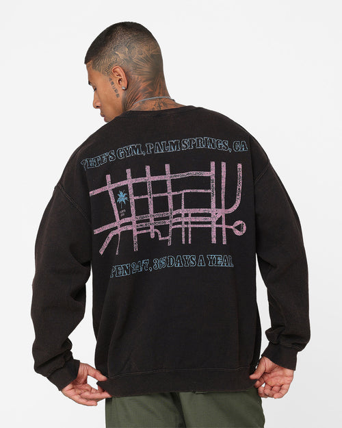 American Thrift Pete's Gym Vintage Crewneck Black