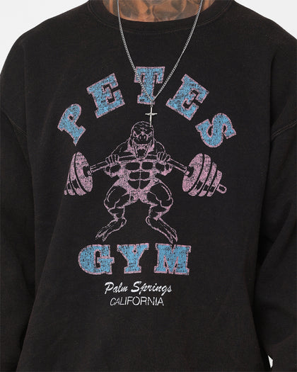 American Thrift Pete's Gym Vintage Crewneck Black