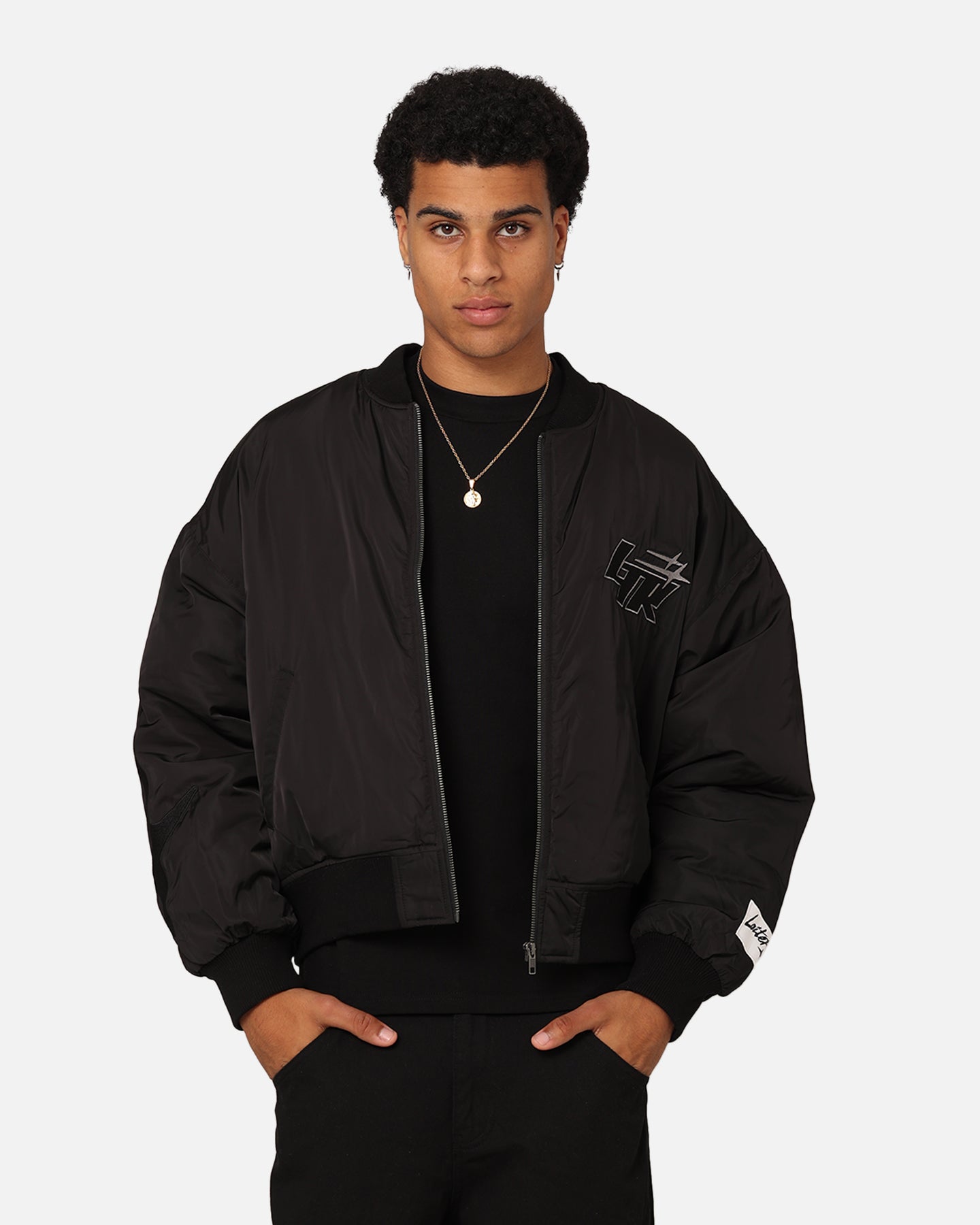 Loiter Shadow Cropped Bomber Jacket Black | Culture Kings US