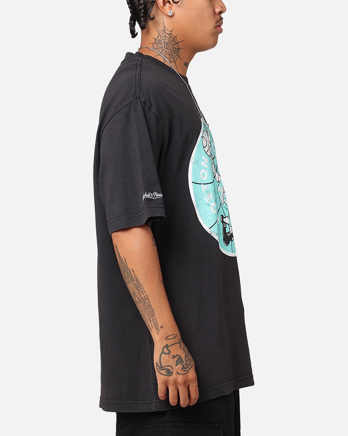 Mitchell & Ness Boston Celtics Ice Blue Logo T-Shirt Faded Black