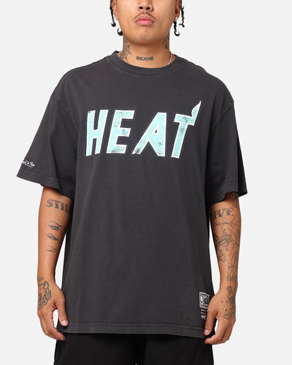 Mitchell & Ness Miami Heat Ice Blue Logo T-Shirt Faded Black