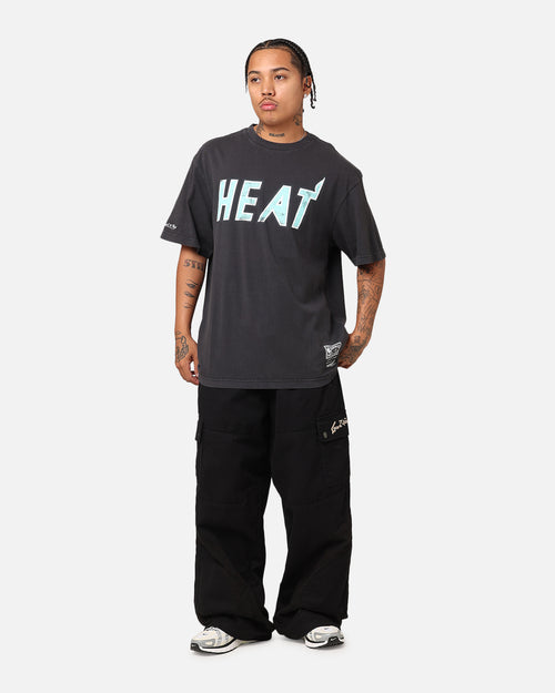 Mitchell & Ness Miami Heat Ice Blue Logo T-Shirt Faded Black