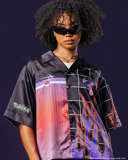 Pokémon By Loiter Gengar Split Button Up Shirt Black/Purple