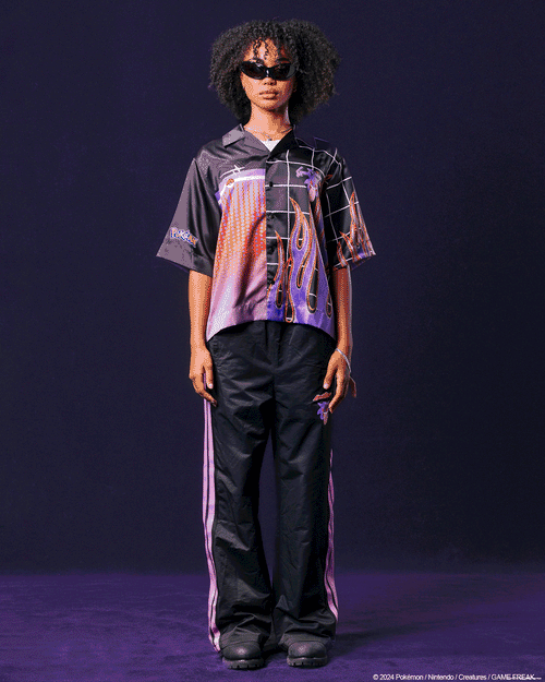 Pokémon By Loiter Gengar Split Button Up Shirt Black/Purple