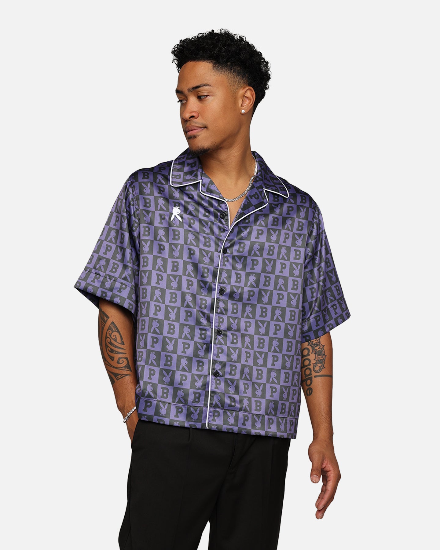 Playboy By Culture Kings Mechanic Shirt Black/Purple | Culture