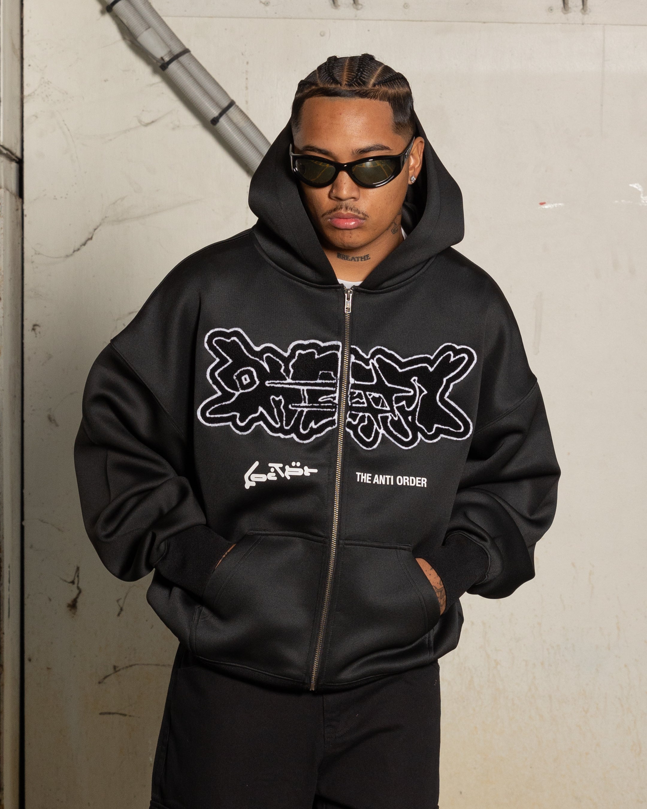 Loiter X The Anti Order Zip Hoodie Black | Culture Kings US