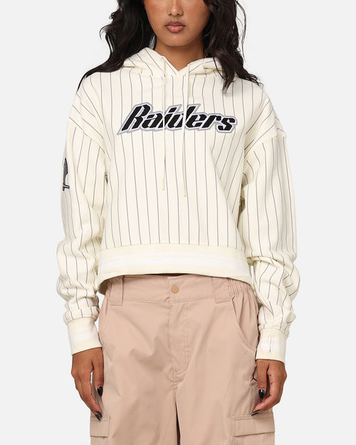 Pro Standard Women's Las Vegas Raiders Fleece Cropped Pullover Hoodie Eggshell/Grey