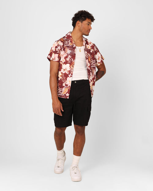 XXIII Jens Satin Button Up Shirt Maroon