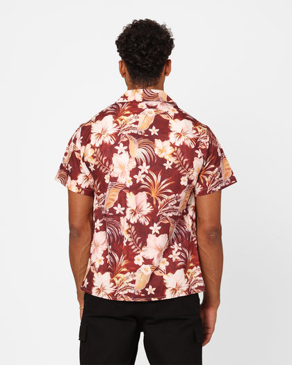 XXIII Jens Satin Button Up Shirt Maroon