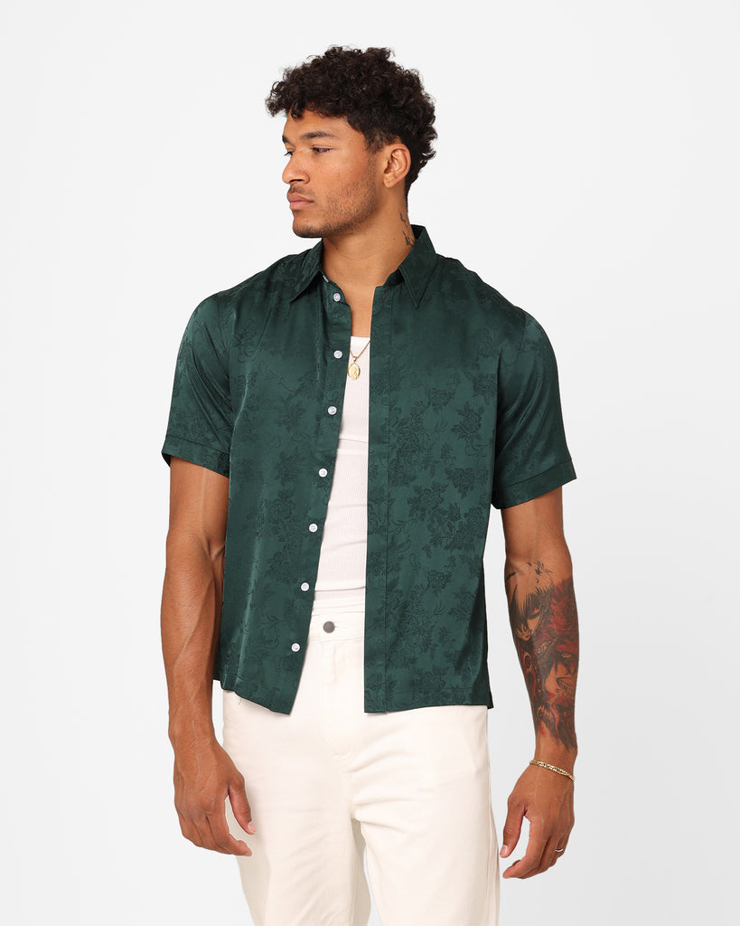 XXIII Perry Satin Button Up Shirt Green | Culture Kings US