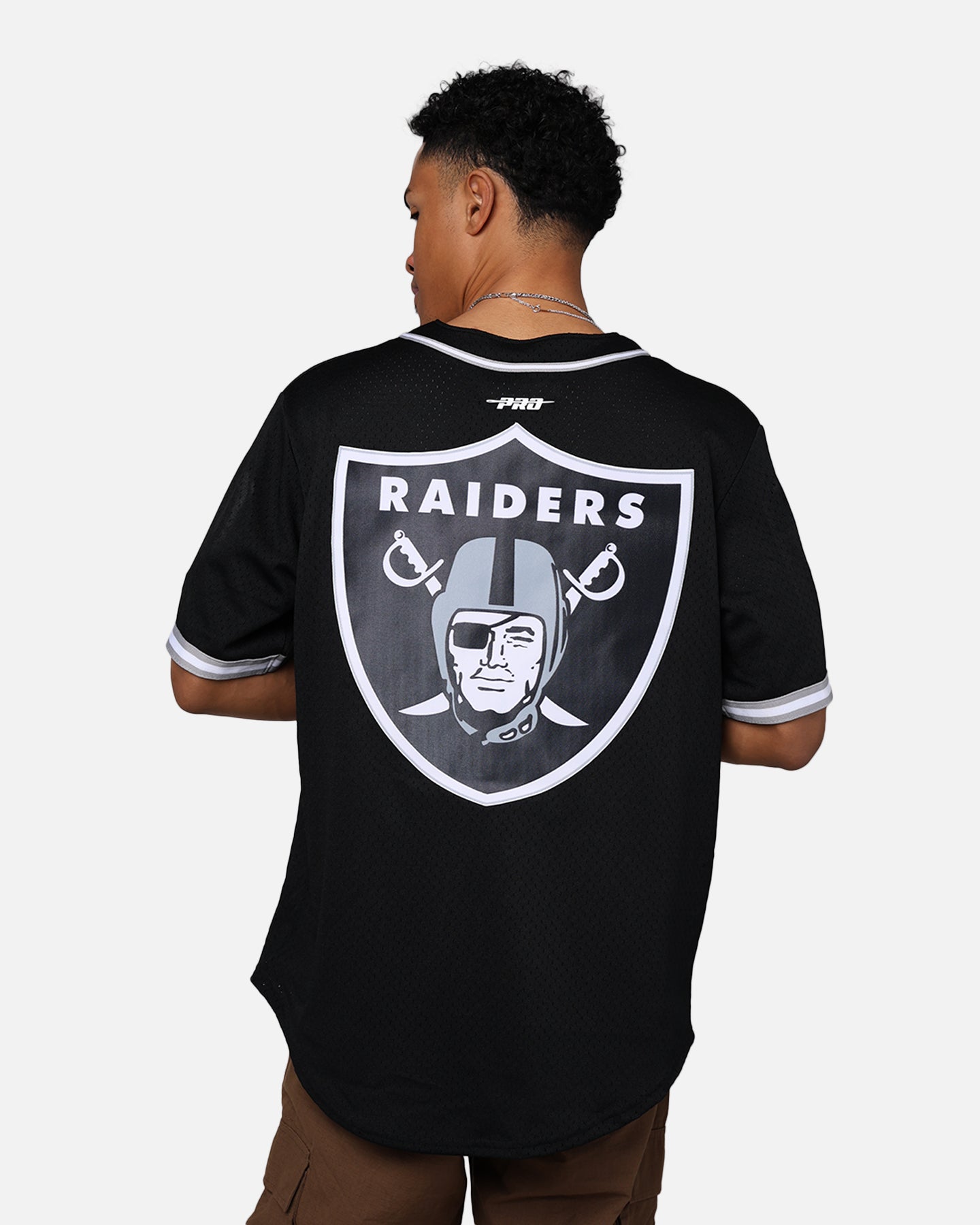 PRO STANDARD RAIDERS ラスベガス・レイダース シャツ Pro Standard Las Vegas Raiders Mesh Button Up Jersey Black/Grey