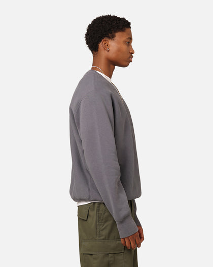 Champion Reverse Weave Small C Crewneck Grey Ocean