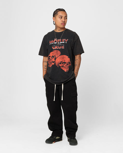 Motley Crue Red Skulls T-Shirt Black Wash