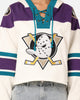 47 Brand Women's Anaheim Ducks Cropped Lacer Hoodie White Wash