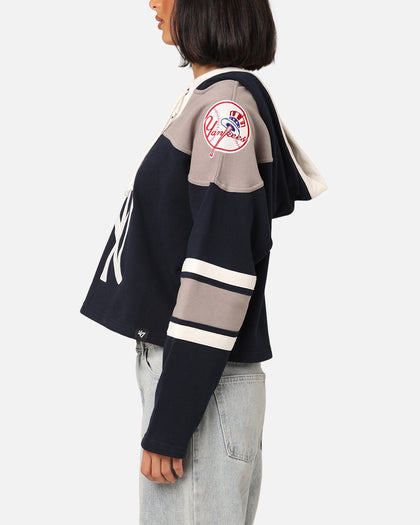 47 Brand Women's New York Yankees Cropped Lacer Hoodie Fall Navy