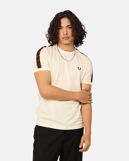 Fred Perry Contrast Tape Ringer T-Shirt Ecru/Whisky Brown