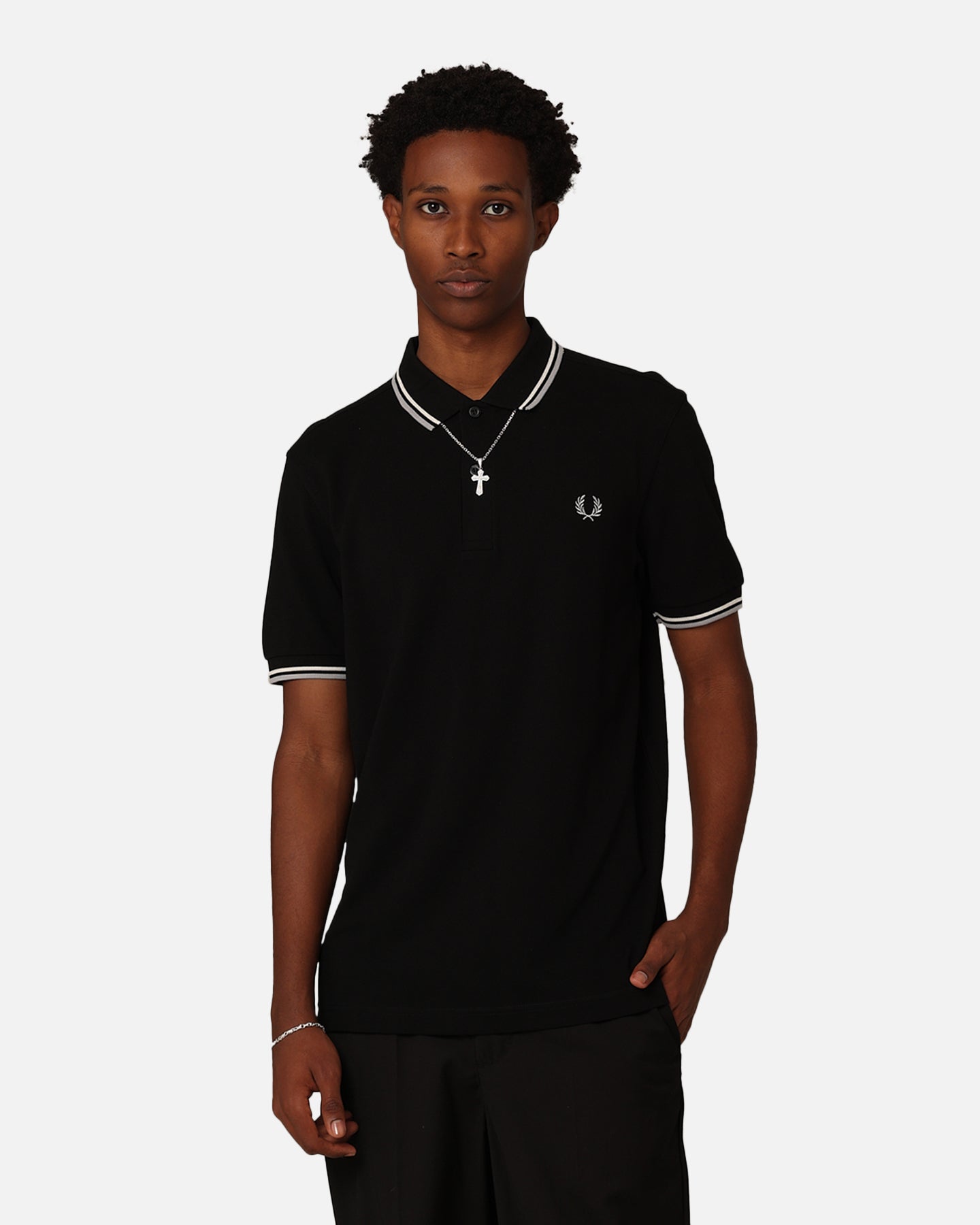 Fred Perry Twin Tipped Polo Shirt Black/Ecru | Culture Kings US