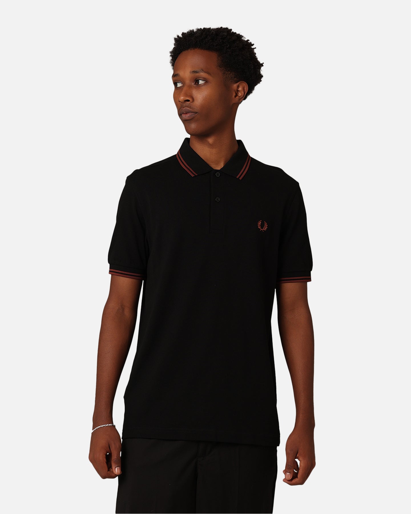 Fred Perry Twin Tipped Polo Shirt Black/Whisky Brown | Culture