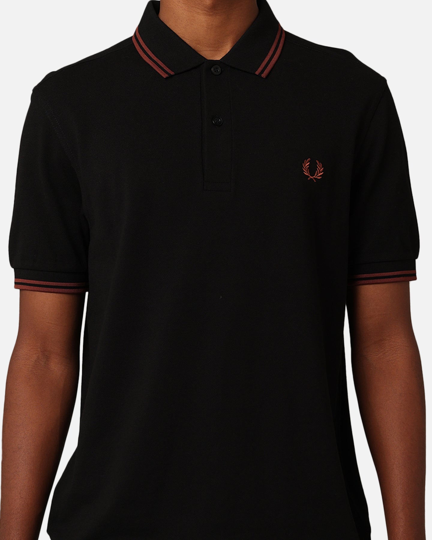 Fred Perry Twin Tipped Polo Shirt Black/Whisky Brown | Culture