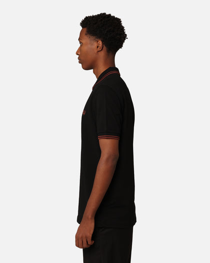 Fred Perry Twin Tipped Polo Shirt Black/Whisky Brown
