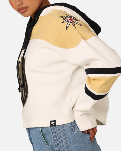 47 Brand Women's Vegas Golden Knights Cropped Lacer Hoodie White Wash
