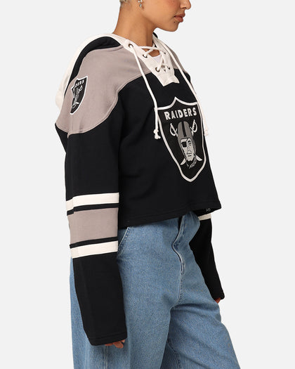 47 Brand Women's Las Vegas Raiders Cropped Lacer Hoodie Jet Black