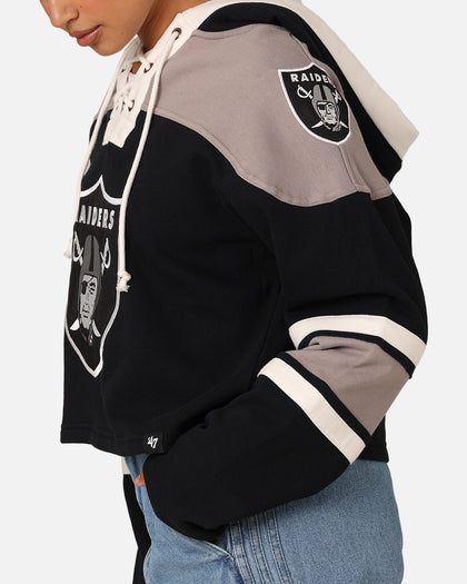 47 Brand Women's Las Vegas Raiders Cropped Lacer Hoodie Jet Black