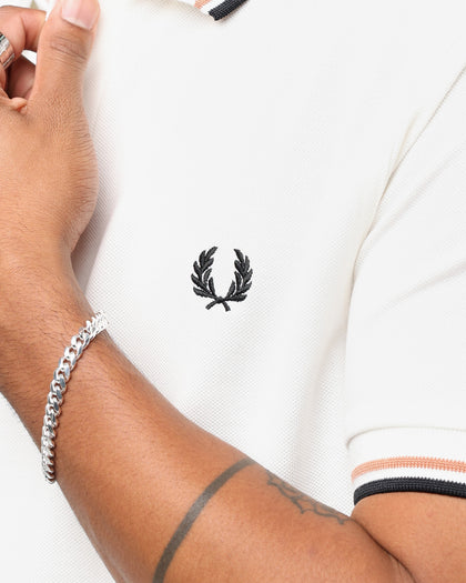 Fred Perry Twin Tipped Polo Shirt Snow White/Light Rust/Black