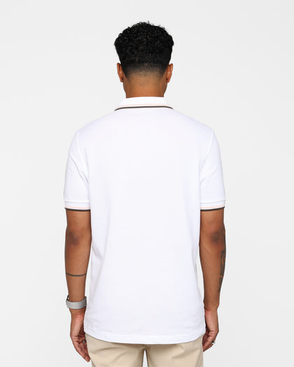 Fred Perry Twin Tipped Polo Shirt White/Silky Peach/Uniform Green
