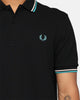 Fred Perry Twin Tipped Polo Shirt Black/Silky Peach/Deep Mint